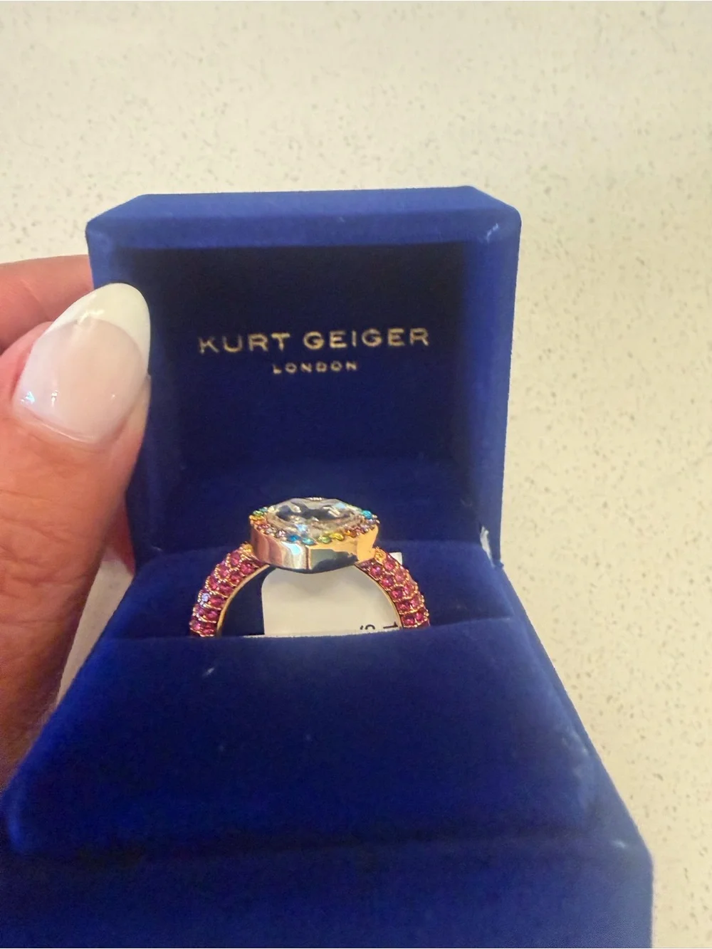 Kurt Geiger heart rainbow ring! New in box! 9